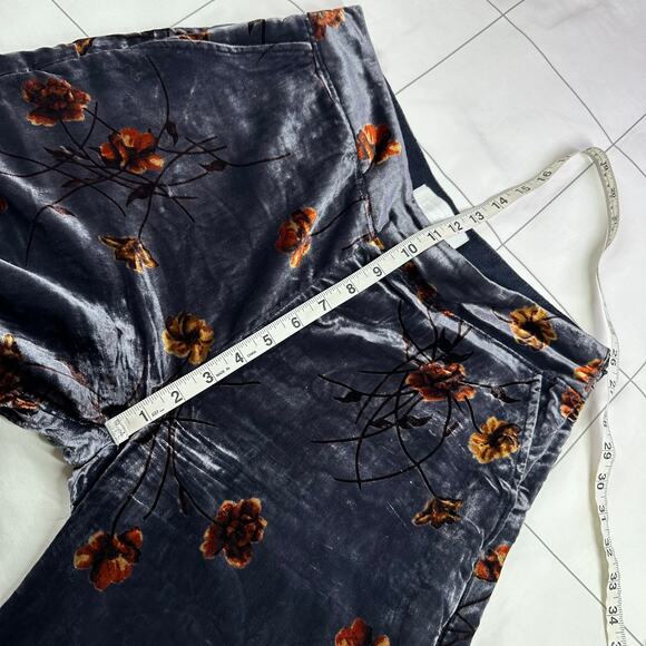Anthropologie Ett Twa Pants Womens Small Gray Jesse Velvet Floral Wide Leg Party - Picture 9 of 12